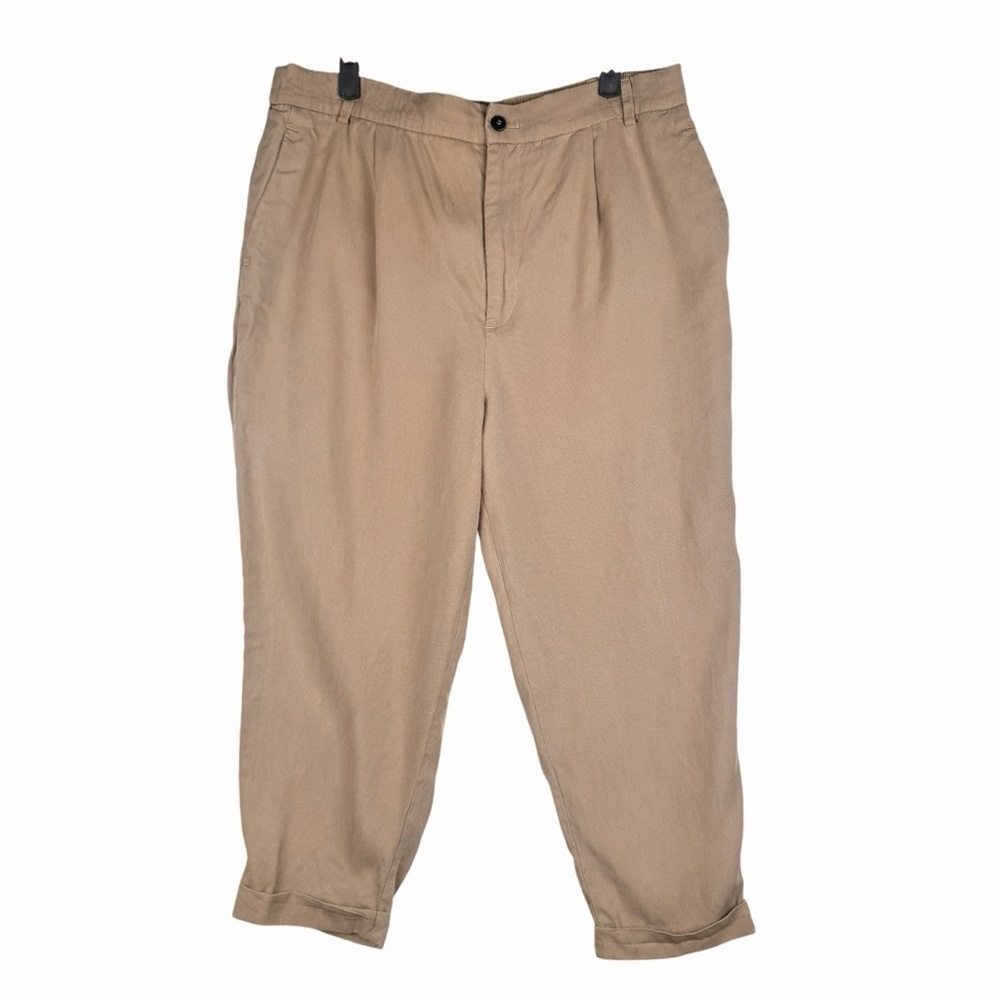 Zara Women’s Pants 100% Lyocell Trouser Size XL Tan Beige Casual High Waisted